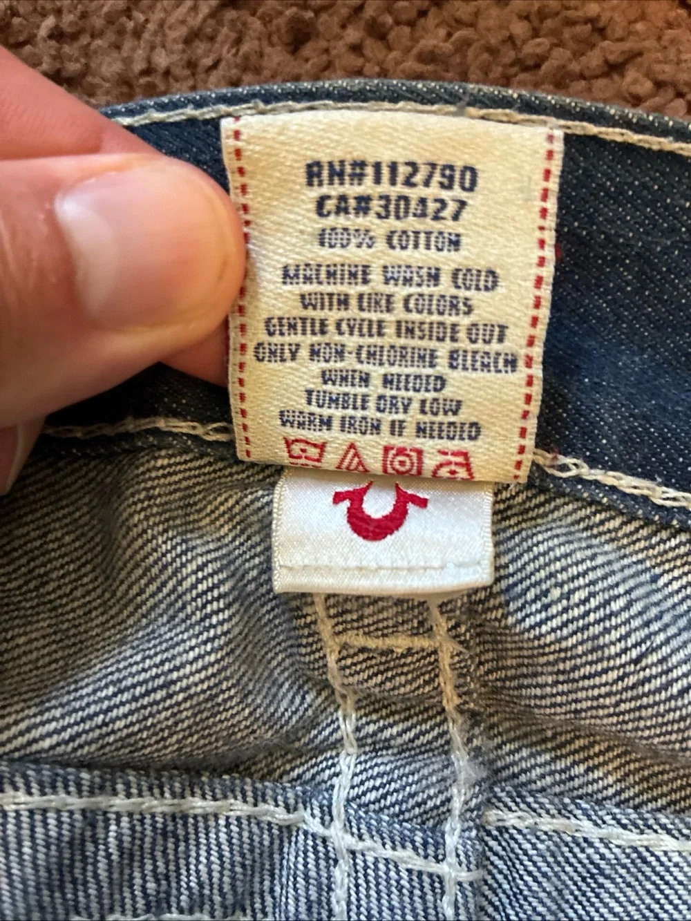 True Religion Medium Wash Denim Jeans Billy 36 distressed vtg